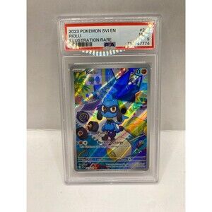 Pokémon TCG Riolu Scarlet & Violet Base Set Holo Illustration Card PSA 9 215/198